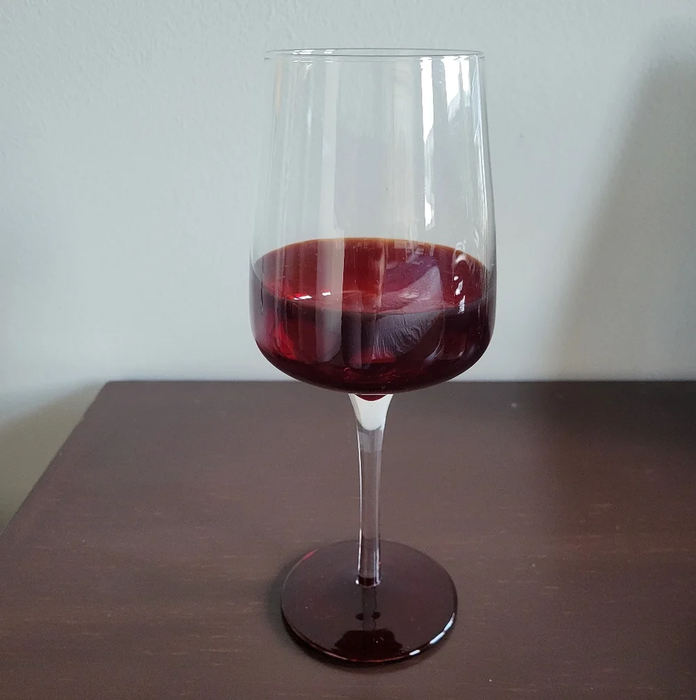 Pier 1 Elemental Red Burgundy Hand Blown Wine Glass 16 oz